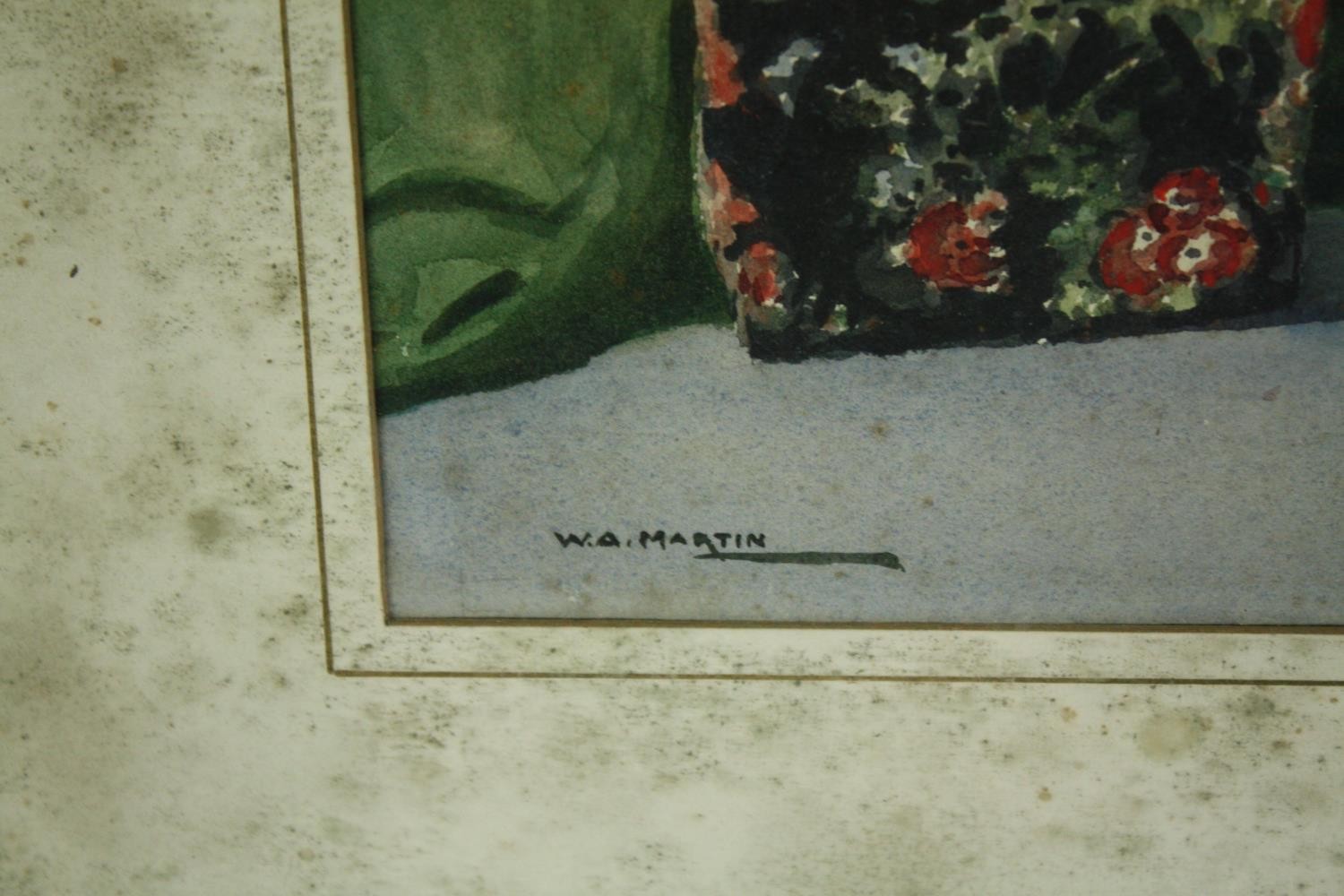 Watercolour, mid century still life, signed W A Martin, framed and glazed. H.42 W.47cm. - Image 3 of 4