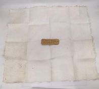 A hand embroidered napkin deemed to be used by Napoleon Bonaparte III cousin Princess Mathilde
