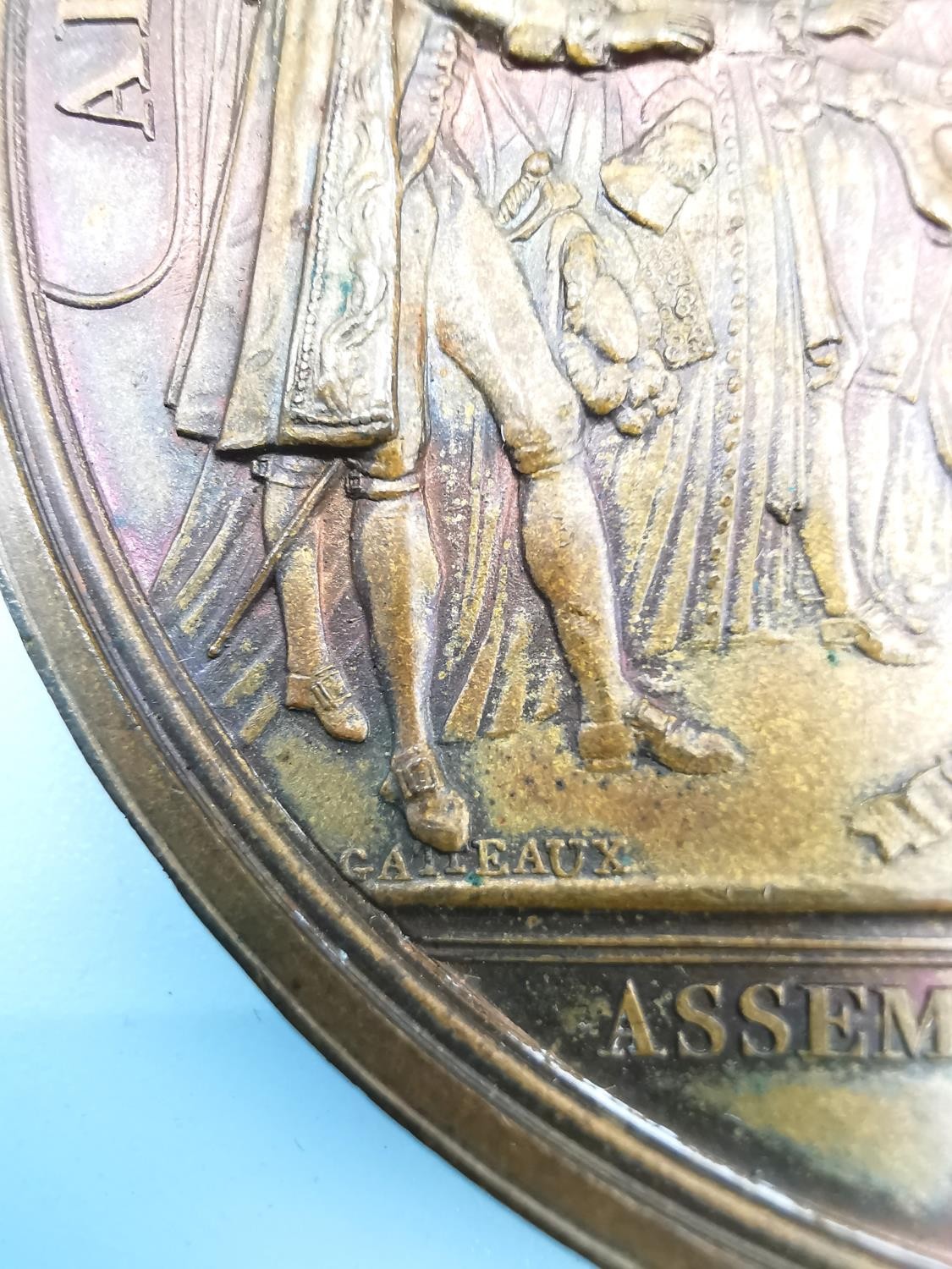 A 1789 French National Assembly 64mm bronze medal. Obv: Bust of Louis XVI facing right, 'LOUIS XVI - Image 4 of 8