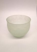 A CCAA Glasgalerie RGM/RCM glass roman replica frosted bowl with green hue fading to opaque with