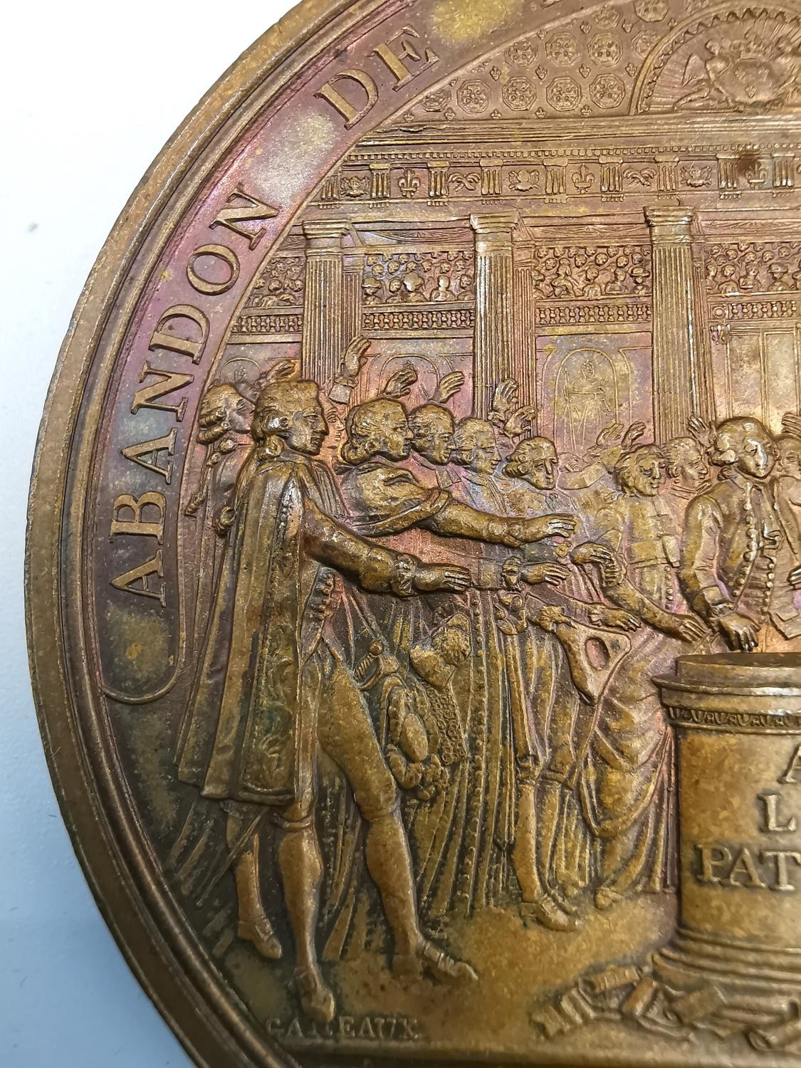 A 1789 French National Assembly 64mm bronze medal. Obv: Bust of Louis XVI facing right, 'LOUIS XVI - Image 6 of 8