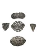 A collection of Art Deco silver and white metal marcasite set jewellery, including a day/night