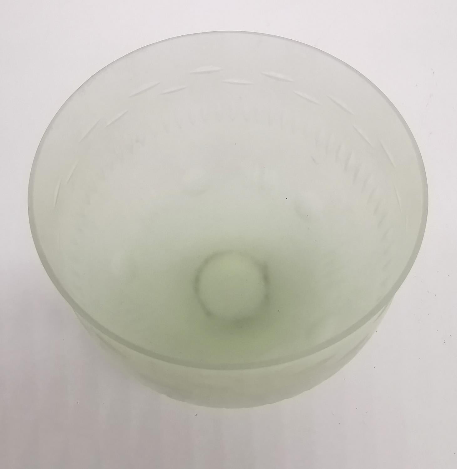 A CCAA Glasgalerie RGM/RCM glass roman replica frosted bowl with green hue fading to opaque with - Image 9 of 10