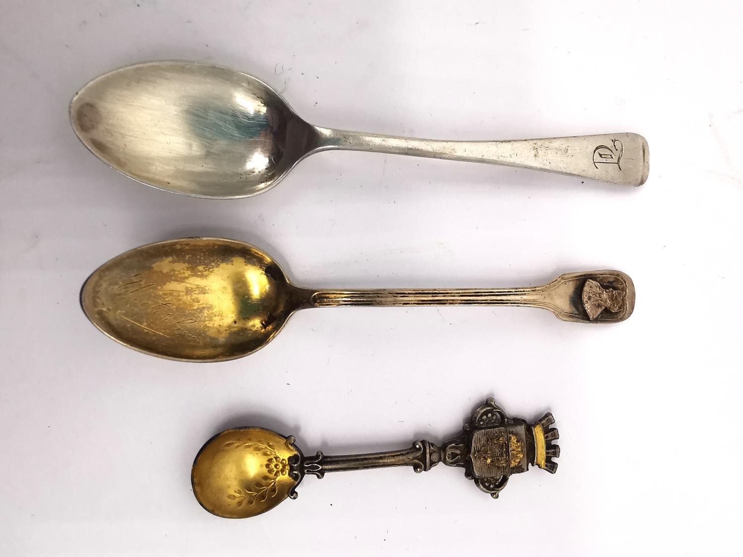 A collection of eleven 19th century silver, white metal and silver plated souvenir spoons of various - Image 6 of 8