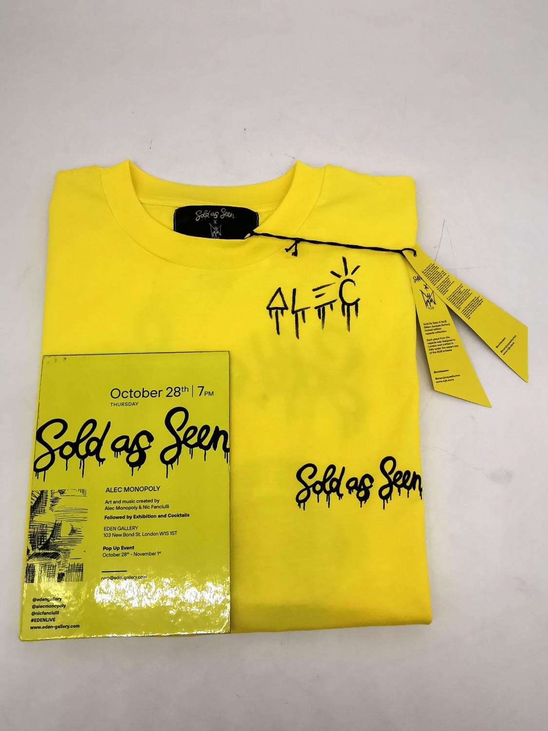 'Sold as Seen' signed T-shirt by the artist 'Alec Monopoly' size XS, measures 105cm from where the - Image 12 of 14
