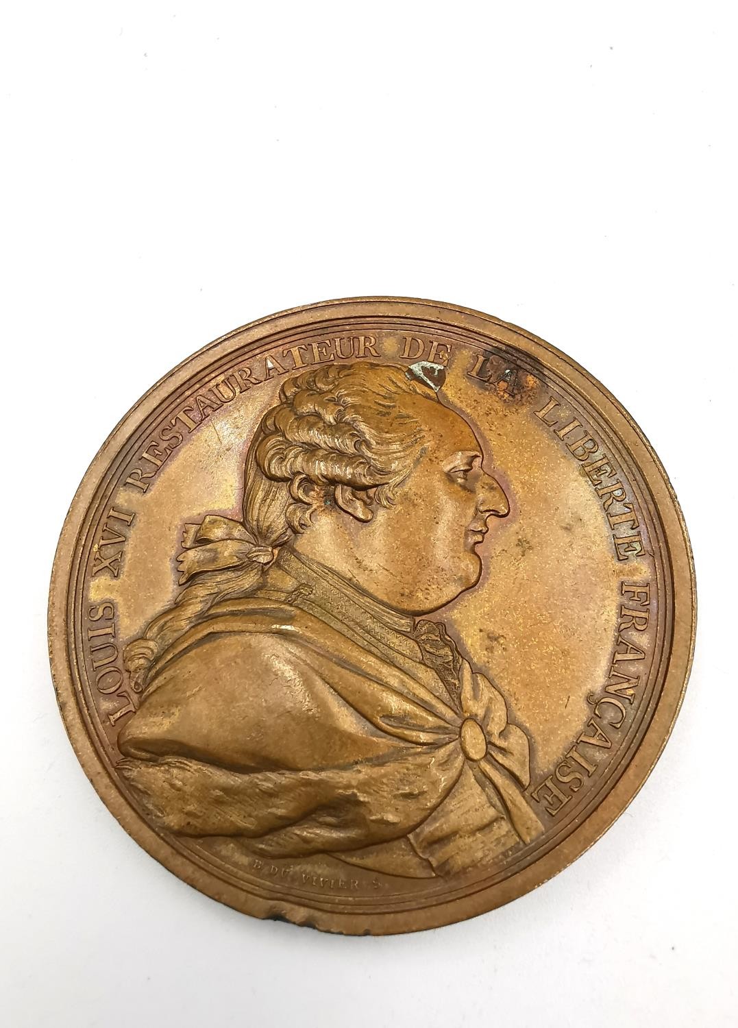 A 1789 French National Assembly 64mm bronze medal. Obv: Bust of Louis XVI facing right, 'LOUIS XVI - Image 2 of 8