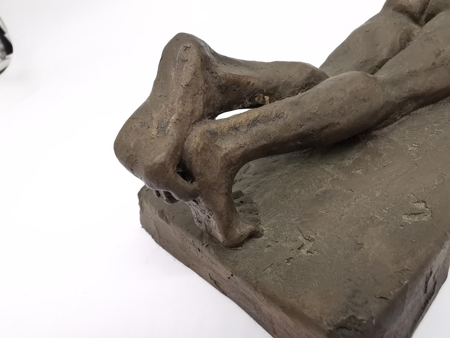 Neil Godfrey, British, b.1937, reclining bronzed resin of a lying naked young male, signed and dated - Image 5 of 8