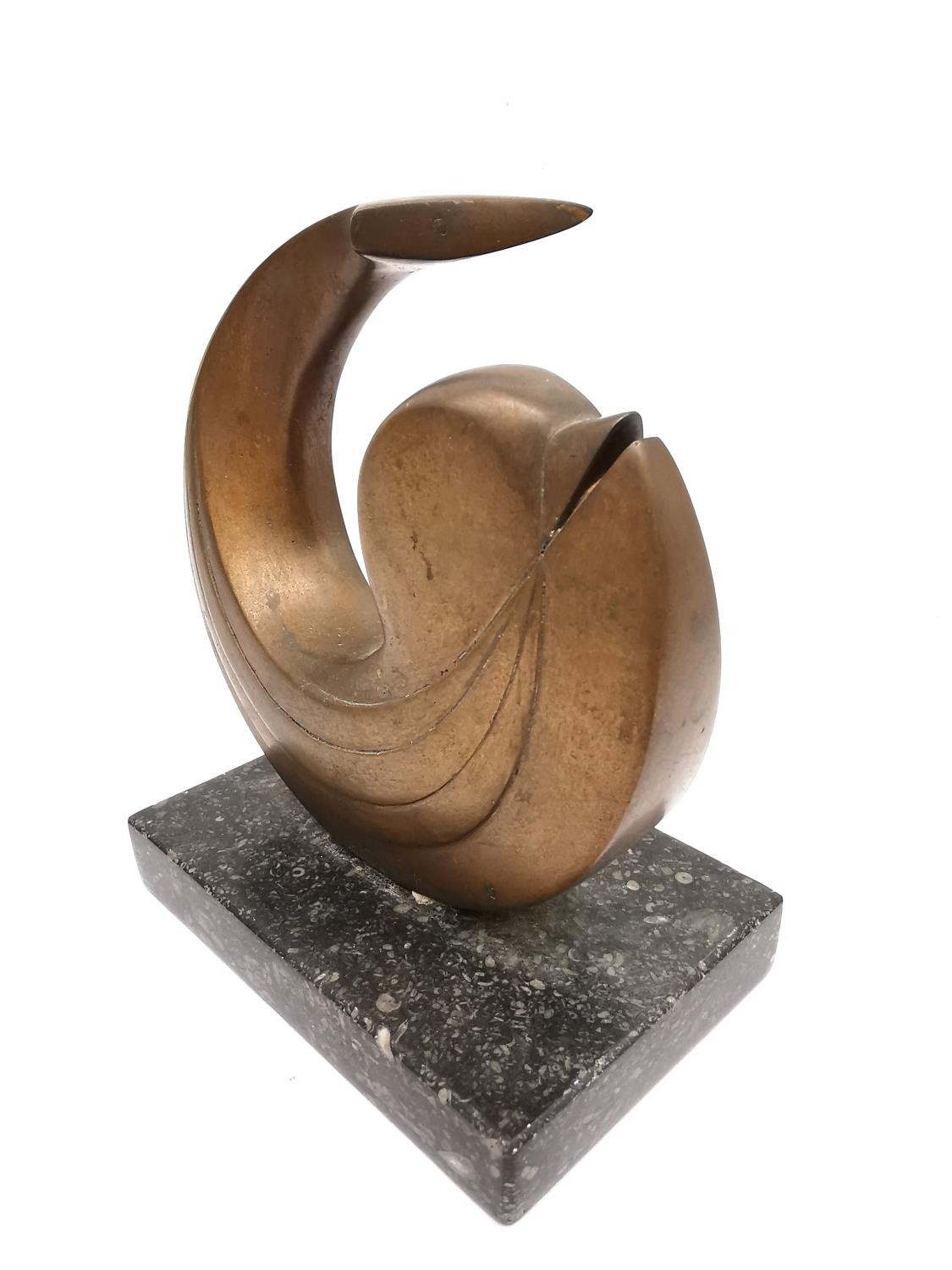 Franta Belsky, Czech, (1921 - 2000), bronze and marble, 'Leap IX', gallery label to base. H.15 L. - Image 4 of 4