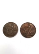 Two 19th century 'Mauritius' bronze medals from the Royal Society of Arts and Science, from the