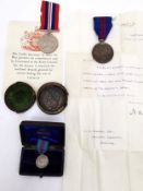 Four medals, two medals awarded to executive engineer, C. H. Desenne, the Delhi Durbar medal 1911,