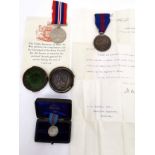 Four medals, two medals awarded to executive engineer, C. H. Desenne, the Delhi Durbar medal 1911,