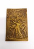 René Grégoire (1871-1945), A early 20th century Art Nouveau bronze plaque depicting a maiden with