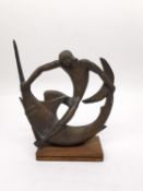 Edwin Paul Scharff, German, (1887 - 1955), bronze sculpture of a man grappling a sword fish.