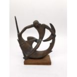 Edwin Paul Scharff, German, (1887 - 1955), bronze sculpture of a man grappling a sword fish.
