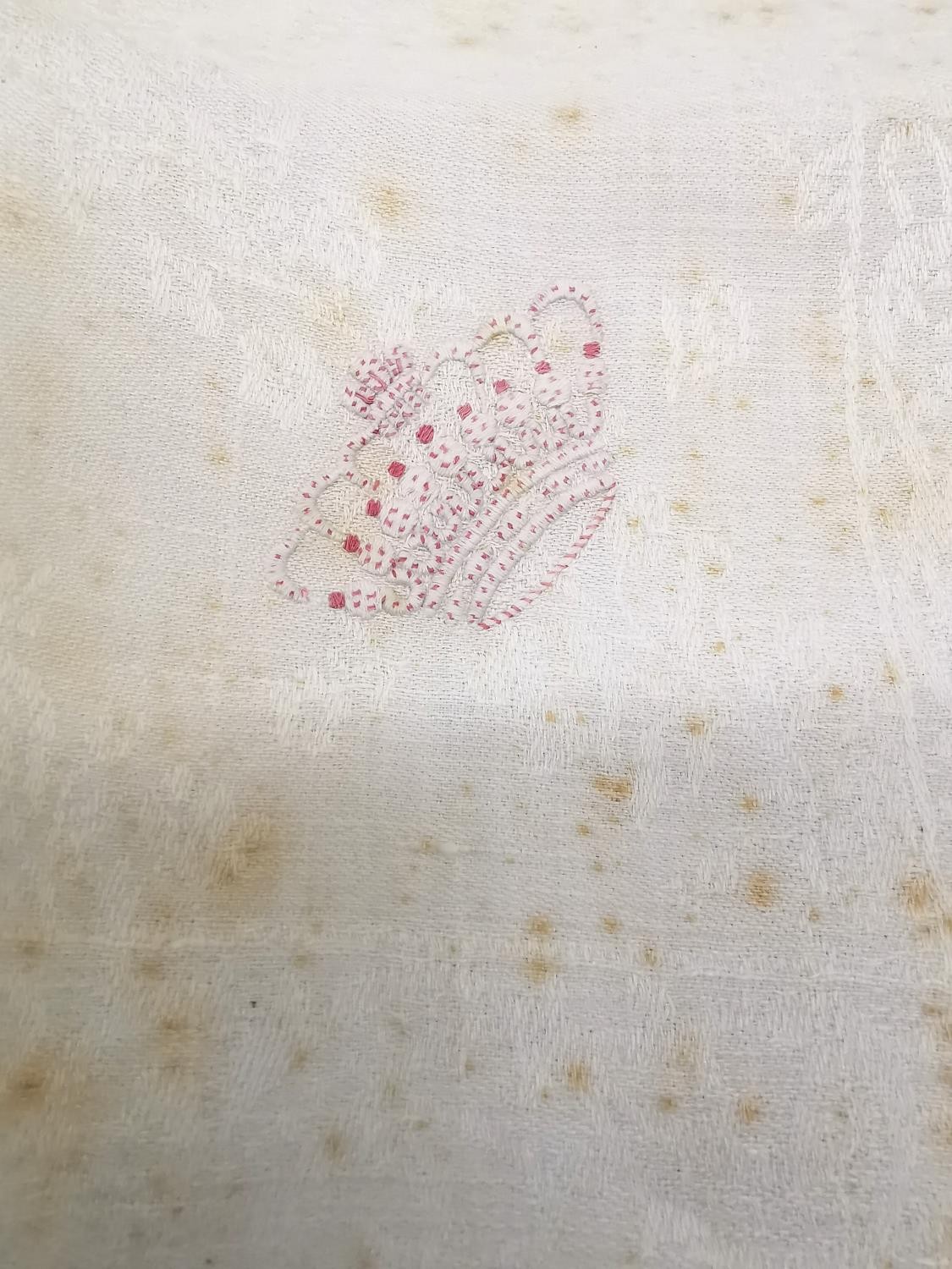 A hand embroidered napkin deemed to be used by Napoleon Bonaparte III cousin Princess Mathilde - Image 4 of 11