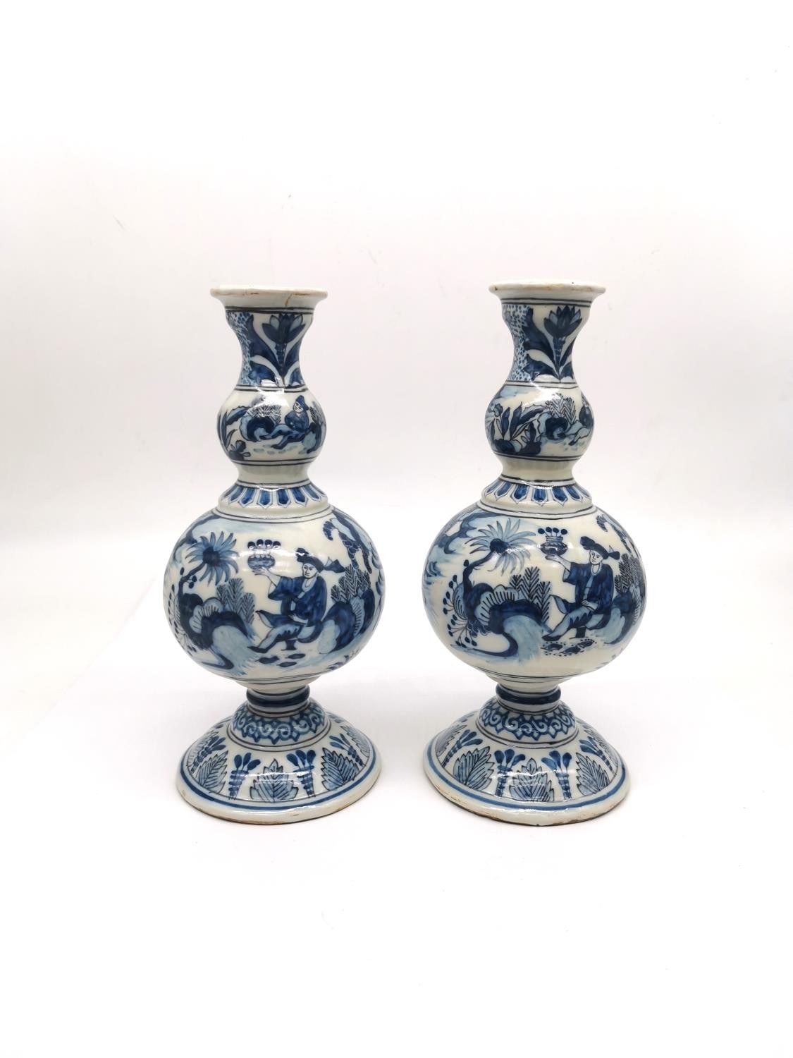 Gerrit Pietersz Kam, a pair of late 17th/early 18th century Delft double gourd blue and white - Image 2 of 11