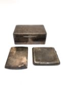 A collection of silver including, a cigarette case with gilded interior, a card case by Deakin &