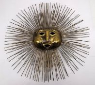 Emaus Talleres Monasticos, Mexican, a Mid-Century bronze and brass sun sculpture, makers stamp to