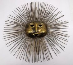 Emaus Talleres Monasticos, Mexican, a Mid-Century bronze and brass sun sculpture, makers stamp to