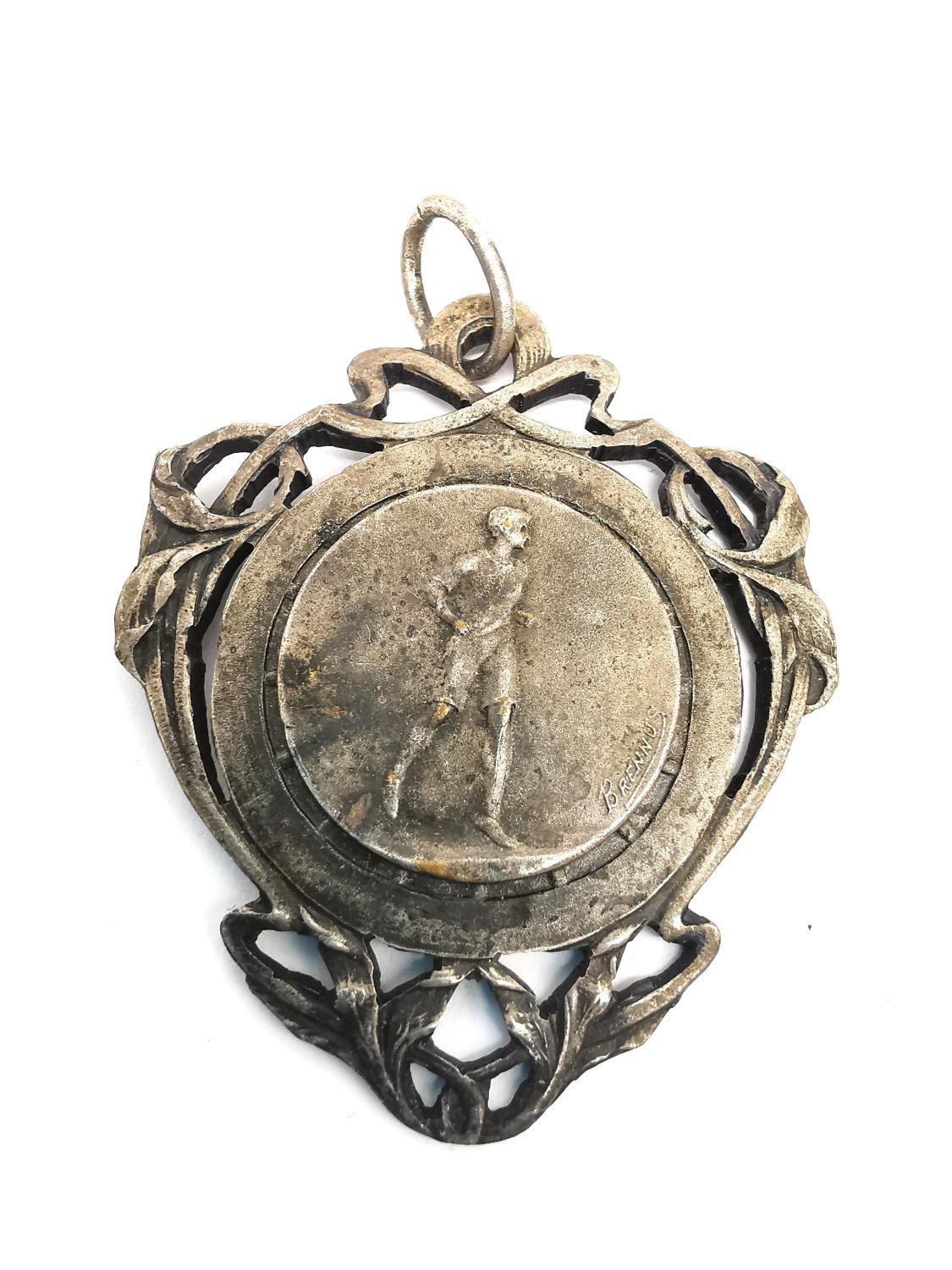 A white metal perfume flask with coral and turquoise detailing on chain, a locket containing plaited - Image 4 of 6