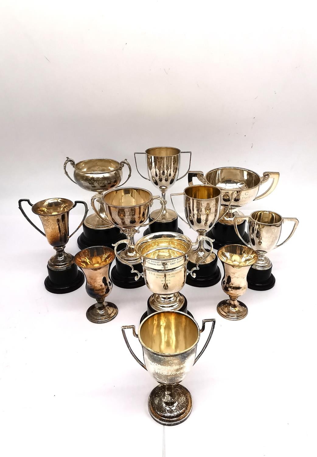 A collection of eleven silver and white metal golfing trophies with winners and competition - Image 2 of 21