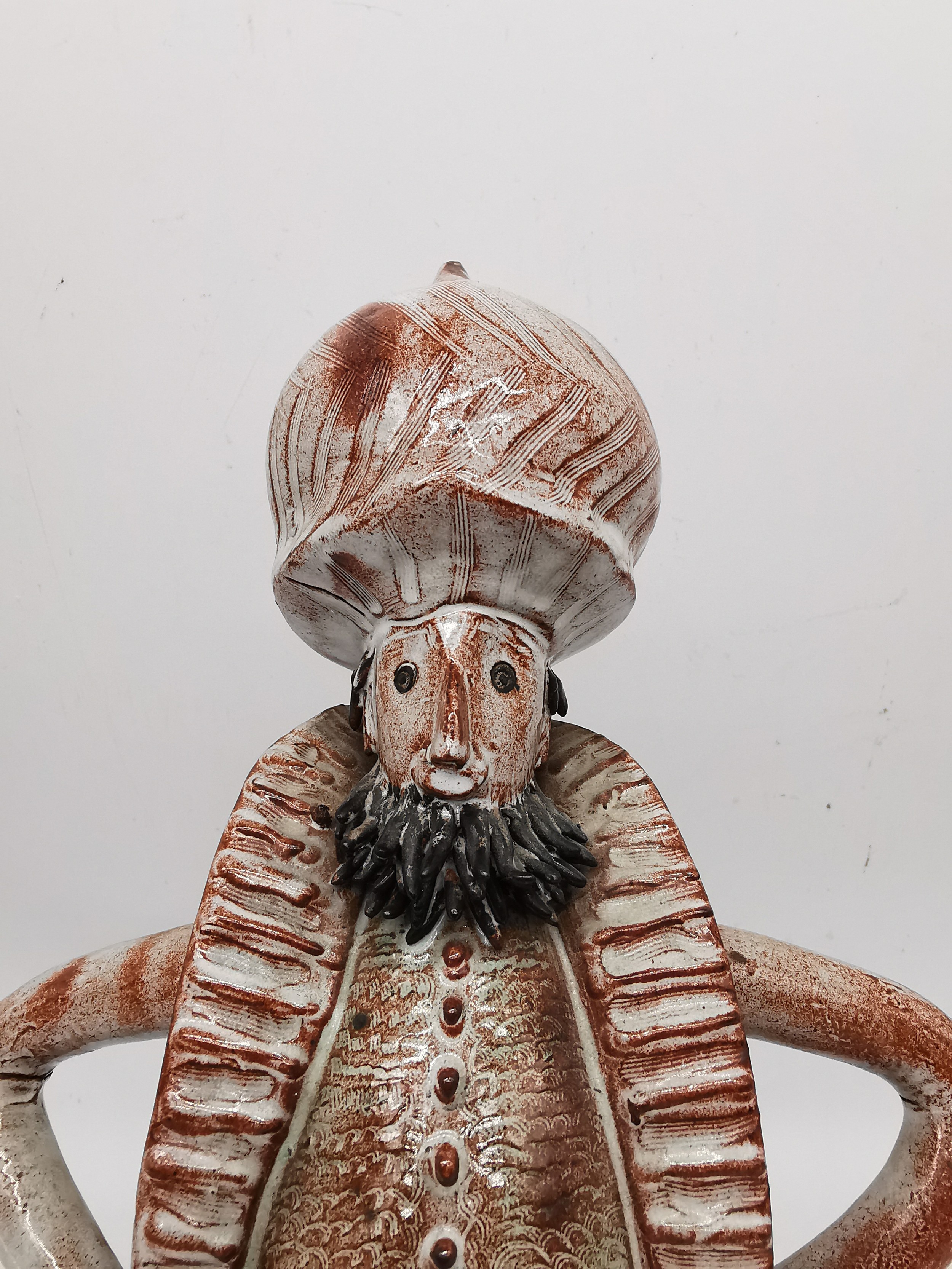 Stanislas Reychan (1897 - 1994), fired earthenware and tin glaze pottery figurine of a Turkish man - Image 4 of 7