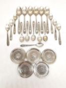 A collection of Persian engraved silver, including six silver teaspoon, twelve silver sauce spoons