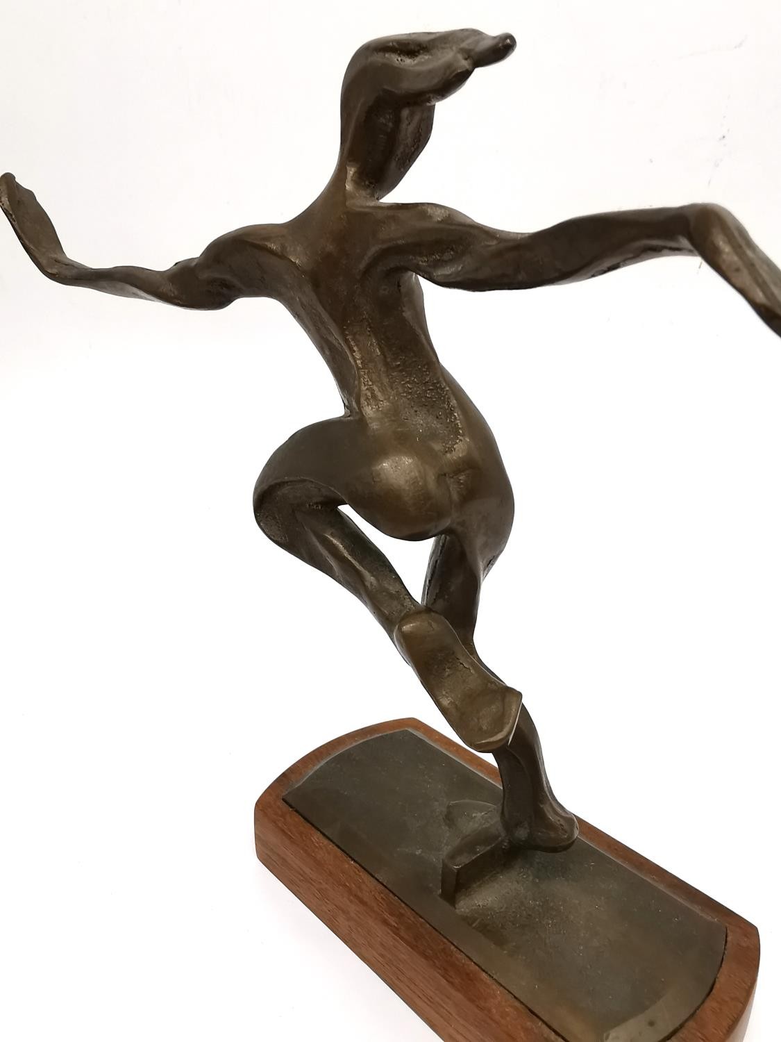 A bronze figure of a dancer on one leg with arms out, wonderful movement, unsigned. Mounted on a - Image 3 of 5