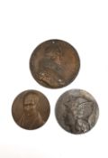 Three French and Mauritian bronze medals, one engraved Ville de Blanzac and one from the Mauritian