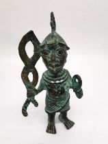 A Nigerian bronze statue of A Benin dignitary. H.12cm.