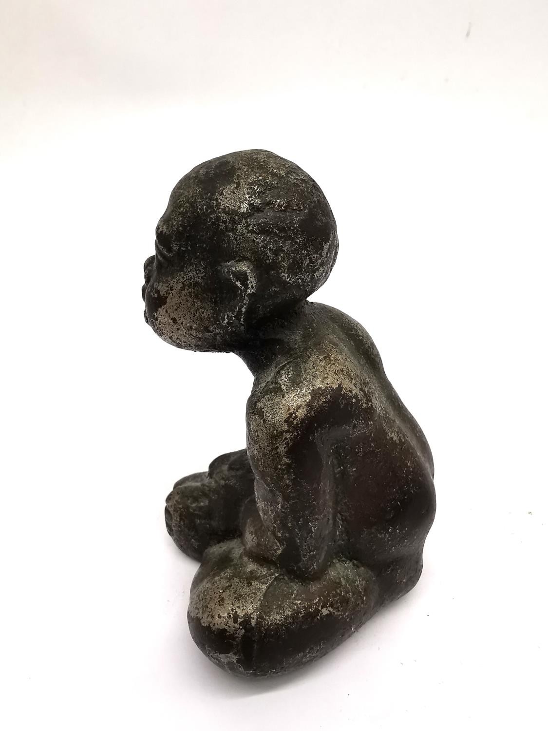 An early 20th century silvered bronze seated buddha in lotus position. H.12cm - Image 4 of 5