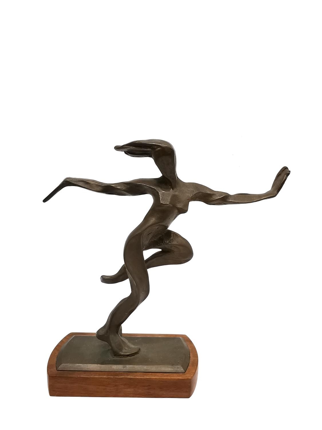 A bronze figure of a dancer on one leg with arms out, wonderful movement, unsigned. Mounted on a - Image 5 of 5