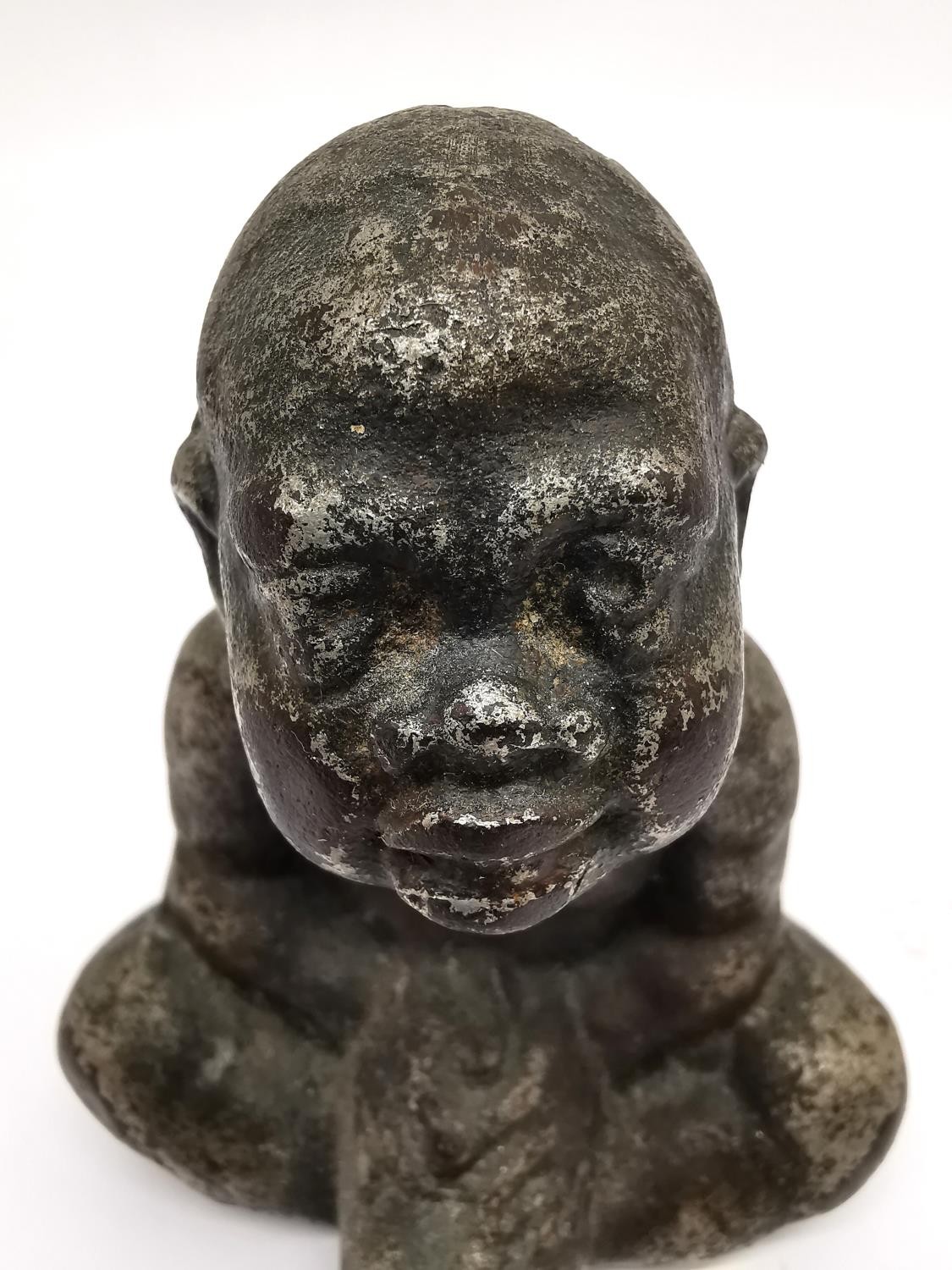 An early 20th century silvered bronze seated buddha in lotus position. H.12cm - Image 5 of 5