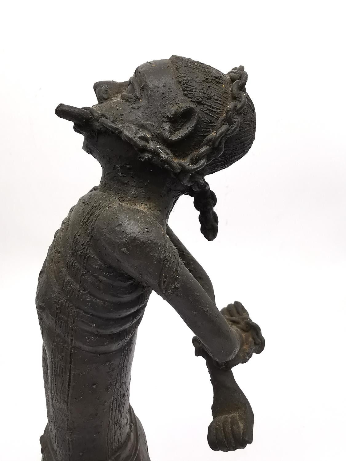 A mid 19th century bronze figure of an African slave, standing gagged, his hands chained behind - Image 9 of 9