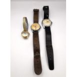 Two gentleman's vintage watches with leather straps, an Ingersoll automatic with gilded numerals and