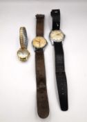 Two gentleman's vintage watches with leather straps, an Ingersoll automatic with gilded numerals and