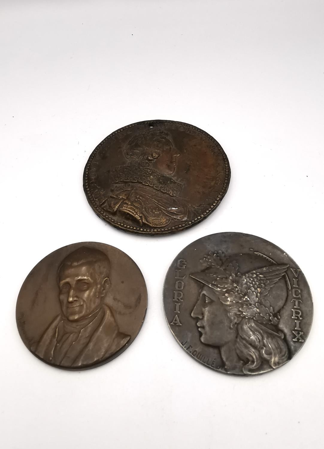 Three French and Mauritian bronze medals, one engraved Ville de Blanzac and one from the Mauritian - Image 2 of 9
