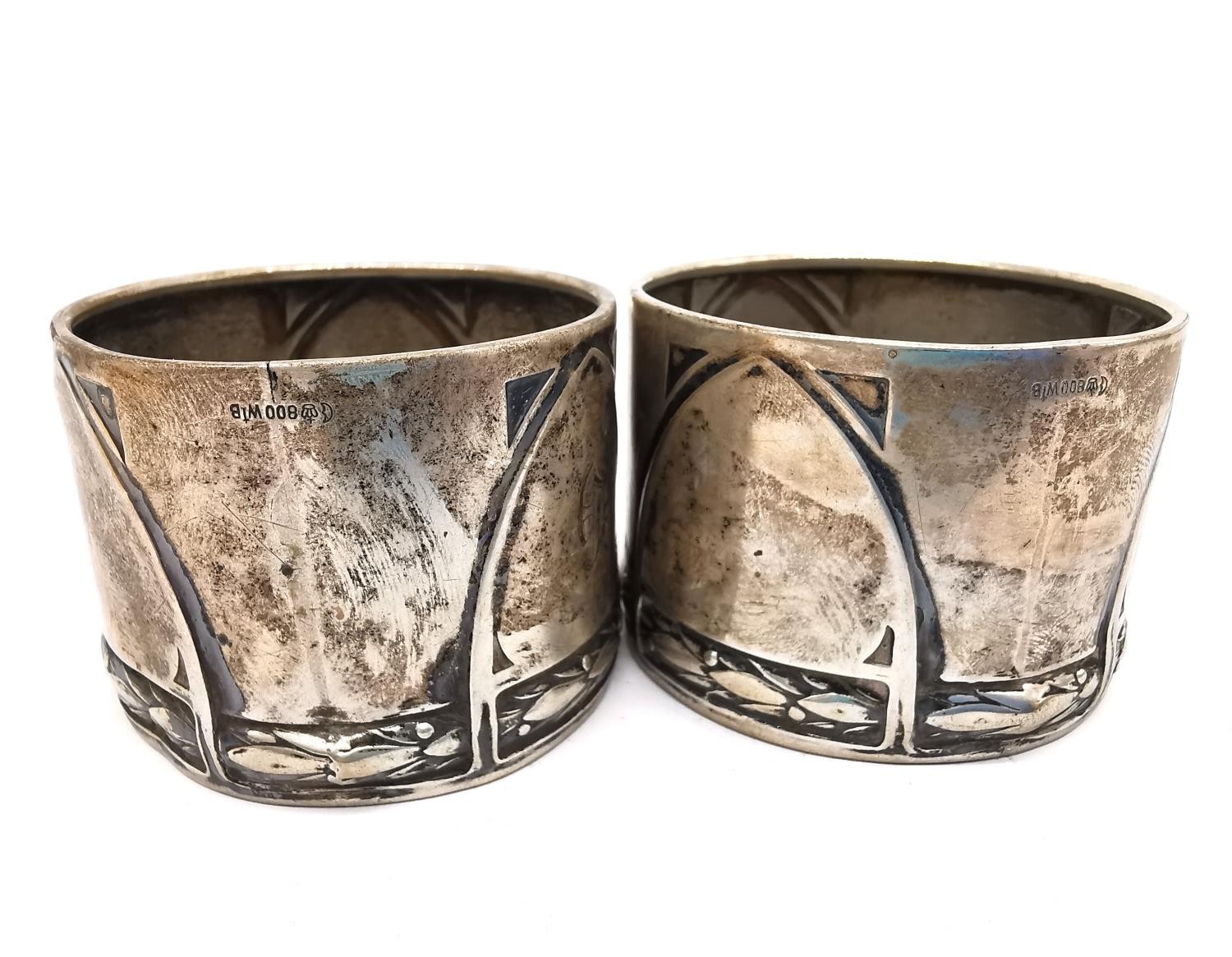 Five pieces of silver and a silver plated Art Deco cup. Two napkin rings by Wilhelm Binder, a - Image 3 of 8