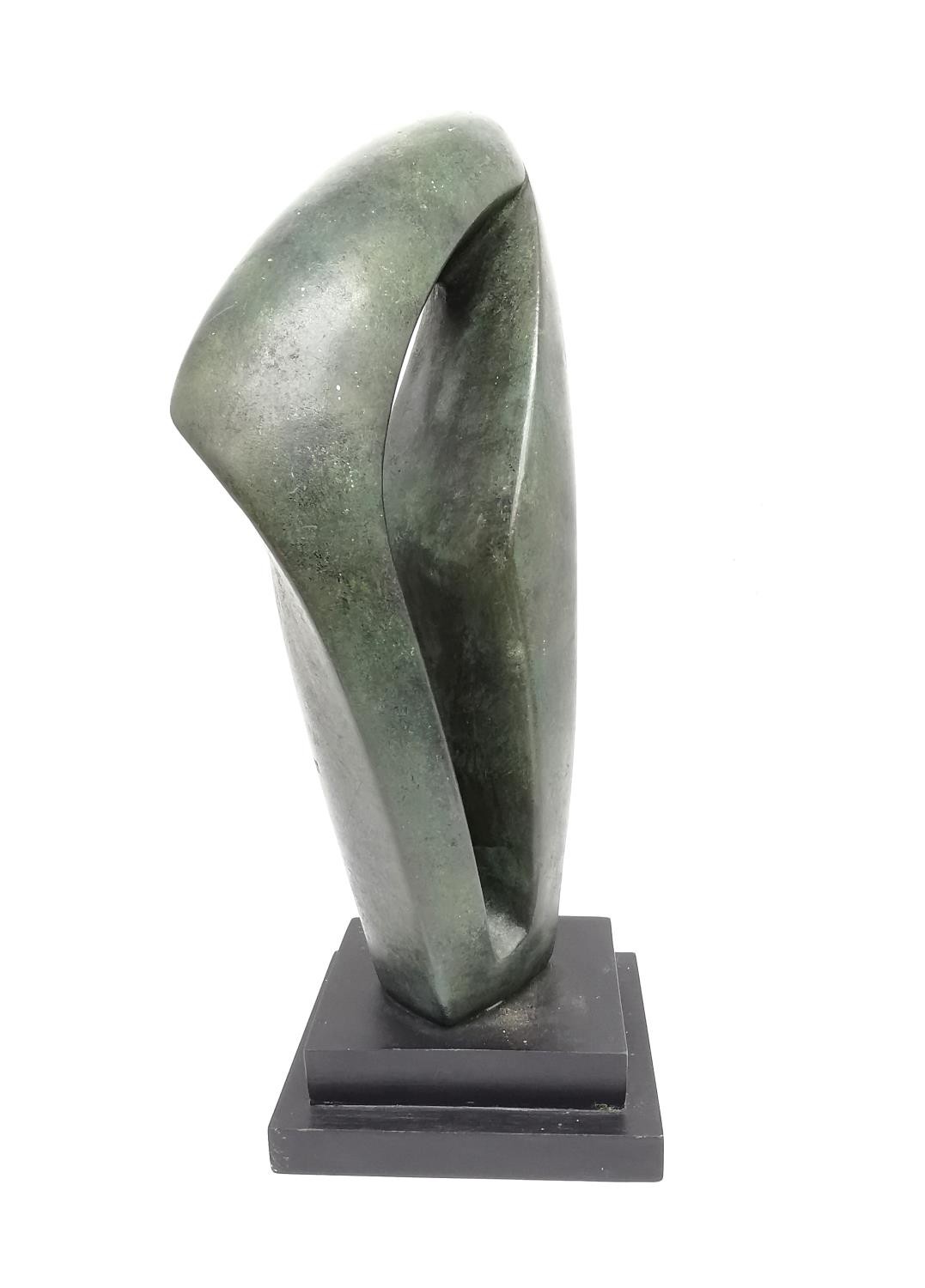 An abstract bronze effect resin sculpture on stepped base. H.41 W.16 D.14cm. - Image 4 of 6