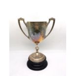 A large Victorian sterling silver golf trophy by Walker and Hall. Inscribed 'RAF 500 Guineas