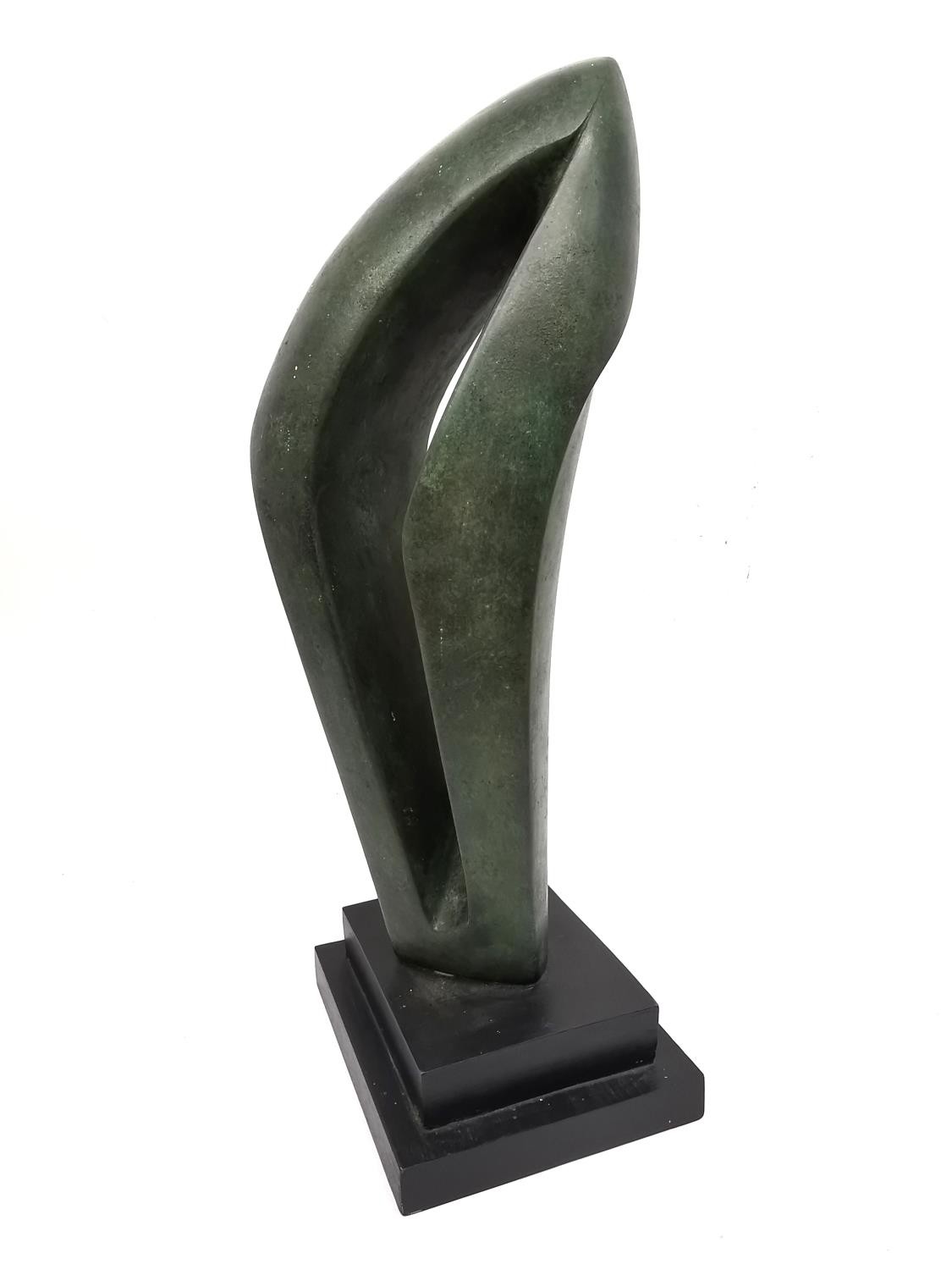 An abstract bronze effect resin sculpture on stepped base. H.41 W.16 D.14cm. - Image 6 of 6
