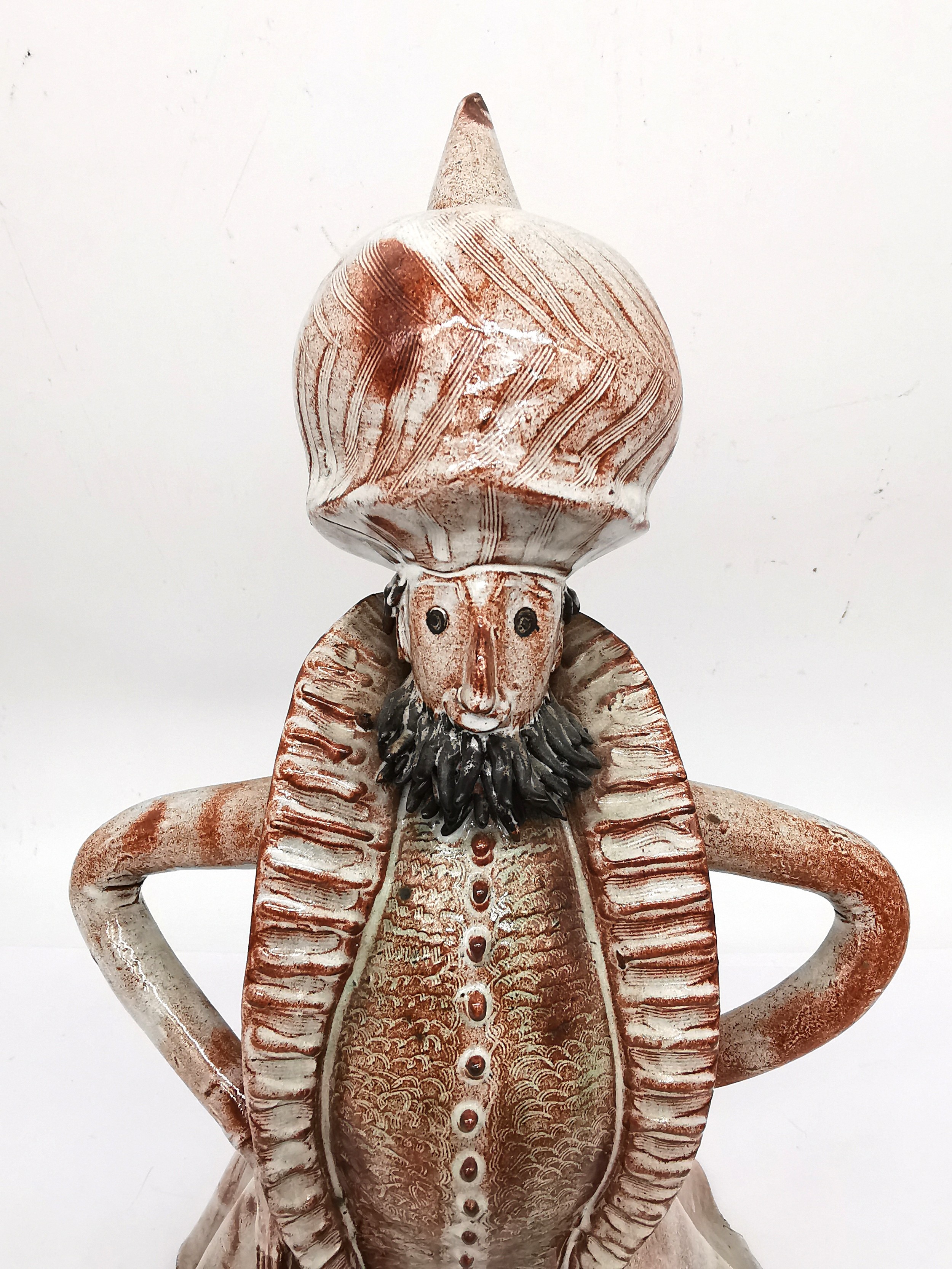 Stanislas Reychan (1897 - 1994), fired earthenware and tin glaze pottery figurine of a Turkish man - Image 5 of 7