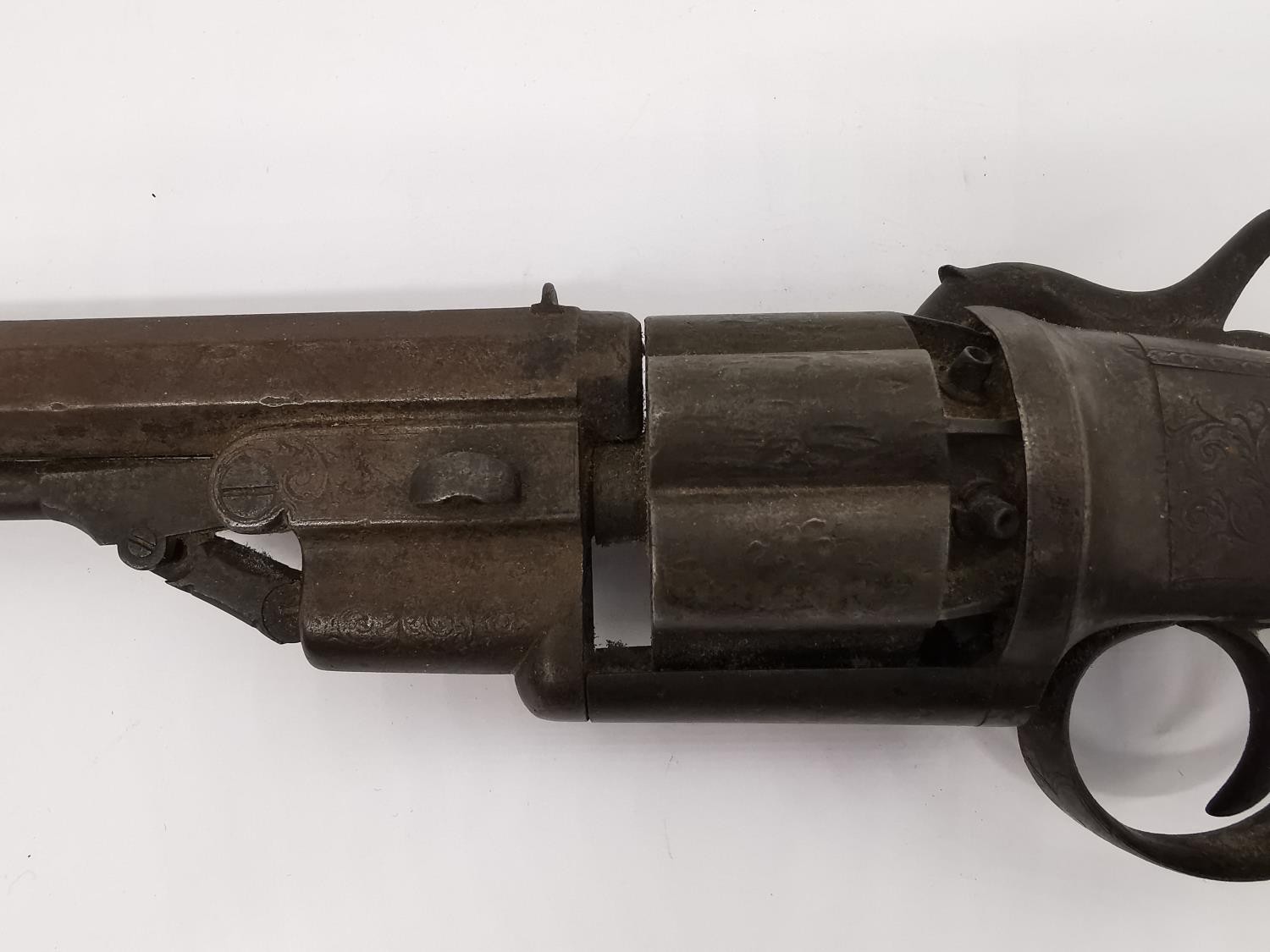 A J. Beattie Transitional Percussion Revolver, serial #2706, .44 cal (52 bore), 5 1/2" octagon - Image 4 of 14