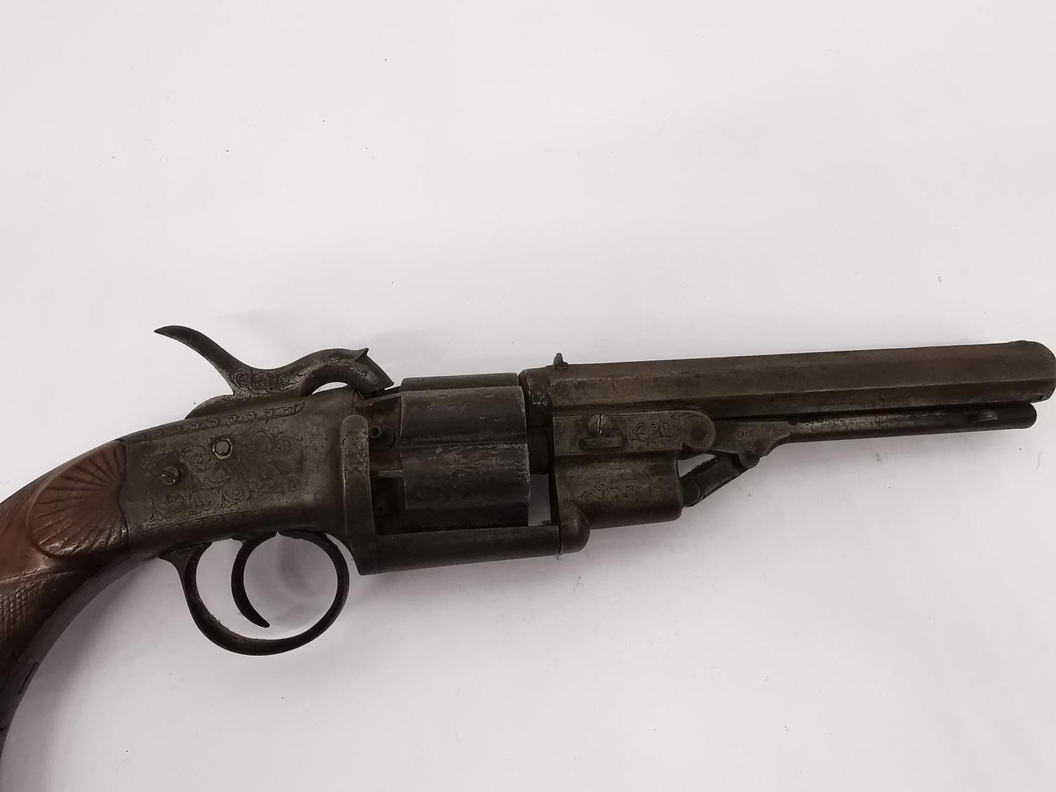 A J. Beattie Transitional Percussion Revolver, serial #2706, .44 cal (52 bore), 5 1/2" octagon - Image 7 of 14