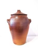 John Leach (1939-2021) for Muchelney Pottery, a large lidded twin handled glazed stoneware urn.