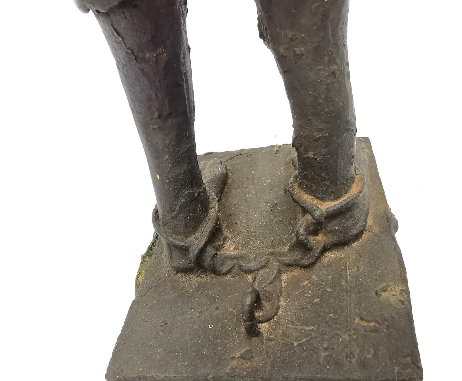 A mid 19th century bronze figure of an African slave, standing gagged, his hands chained behind - Image 7 of 9