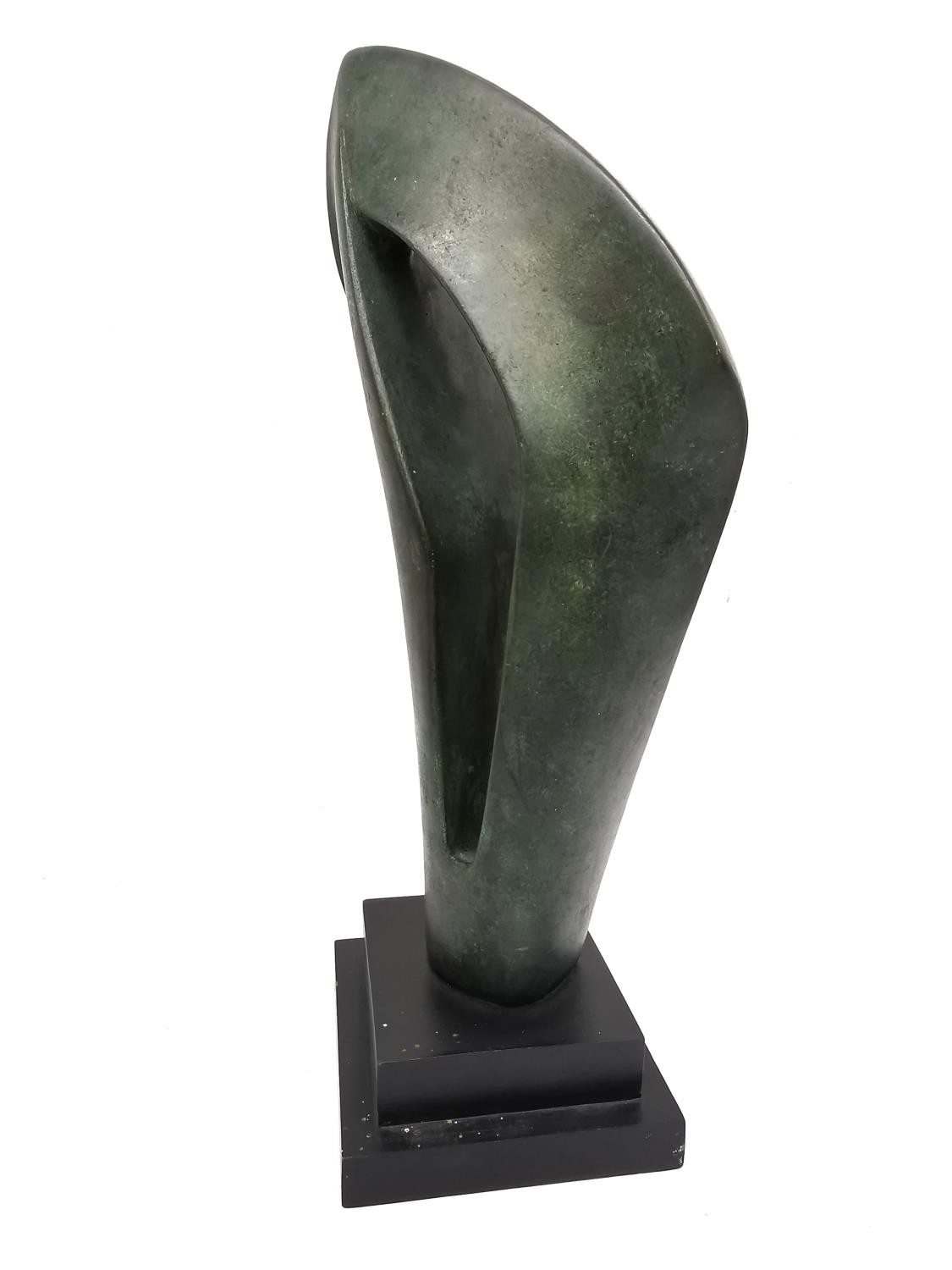An abstract bronze effect resin sculpture on stepped base. H.41 W.16 D.14cm. - Image 2 of 6