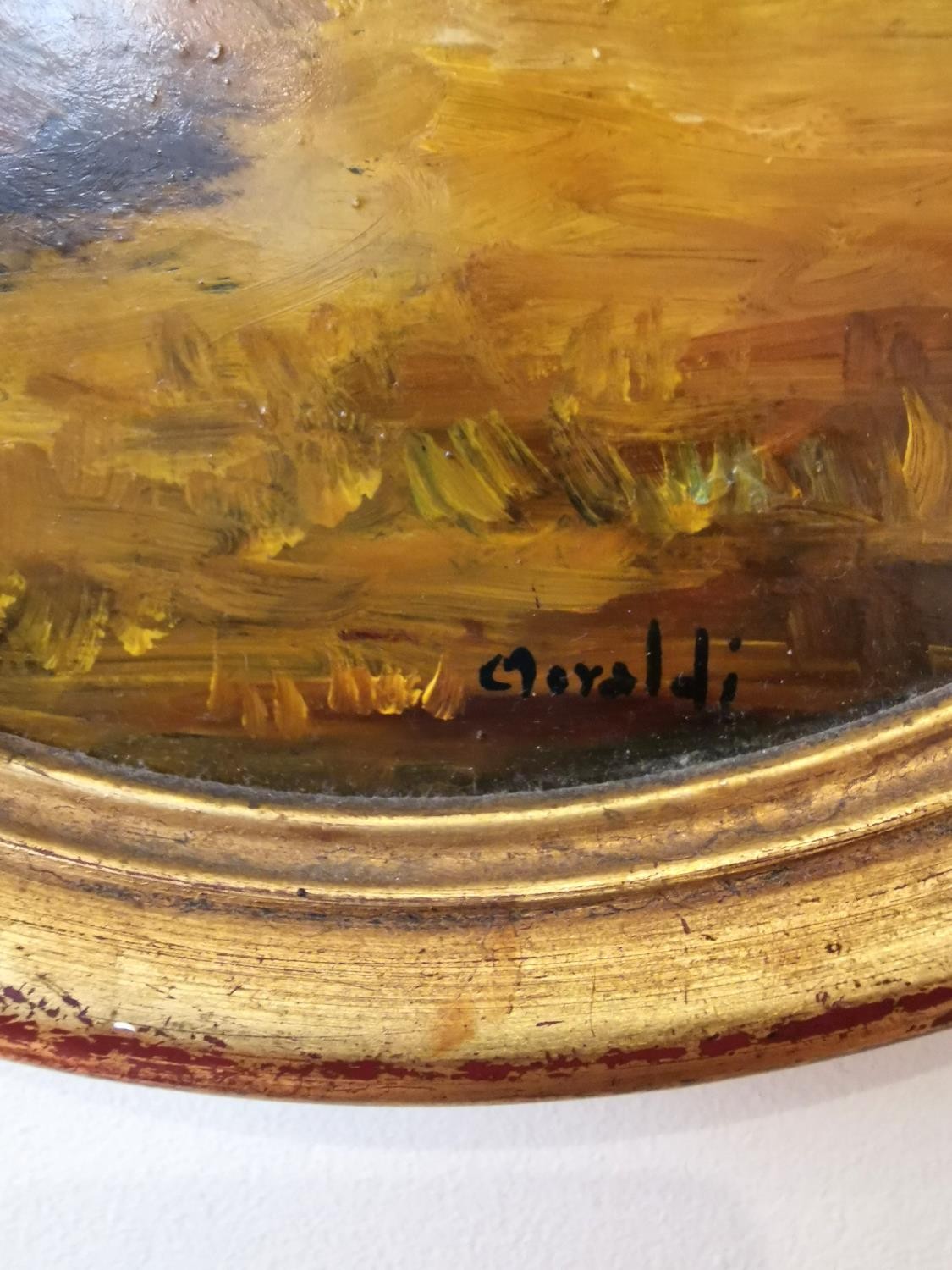 Two gilt framed oval oils on board depicting lake views, signed C.Moraldi. H.34 W.29cm - Image 12 of 13