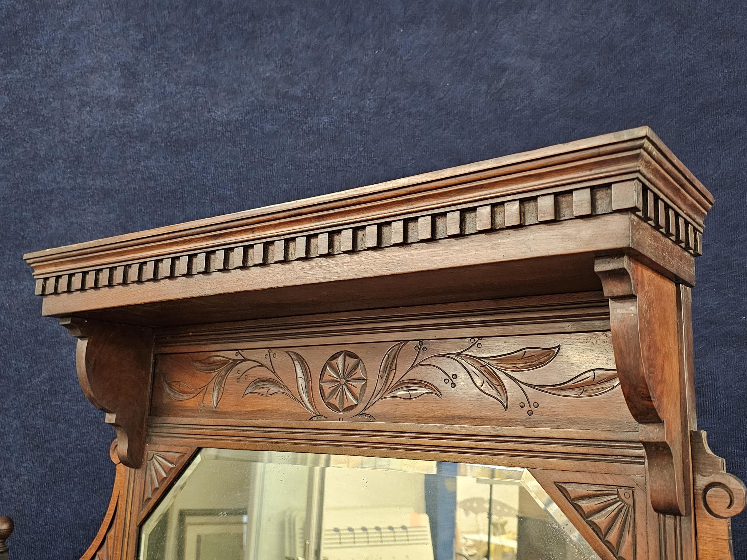 A late Victorian walnut sideboard. H.188 W.150 D.46cm. - Image 4 of 6