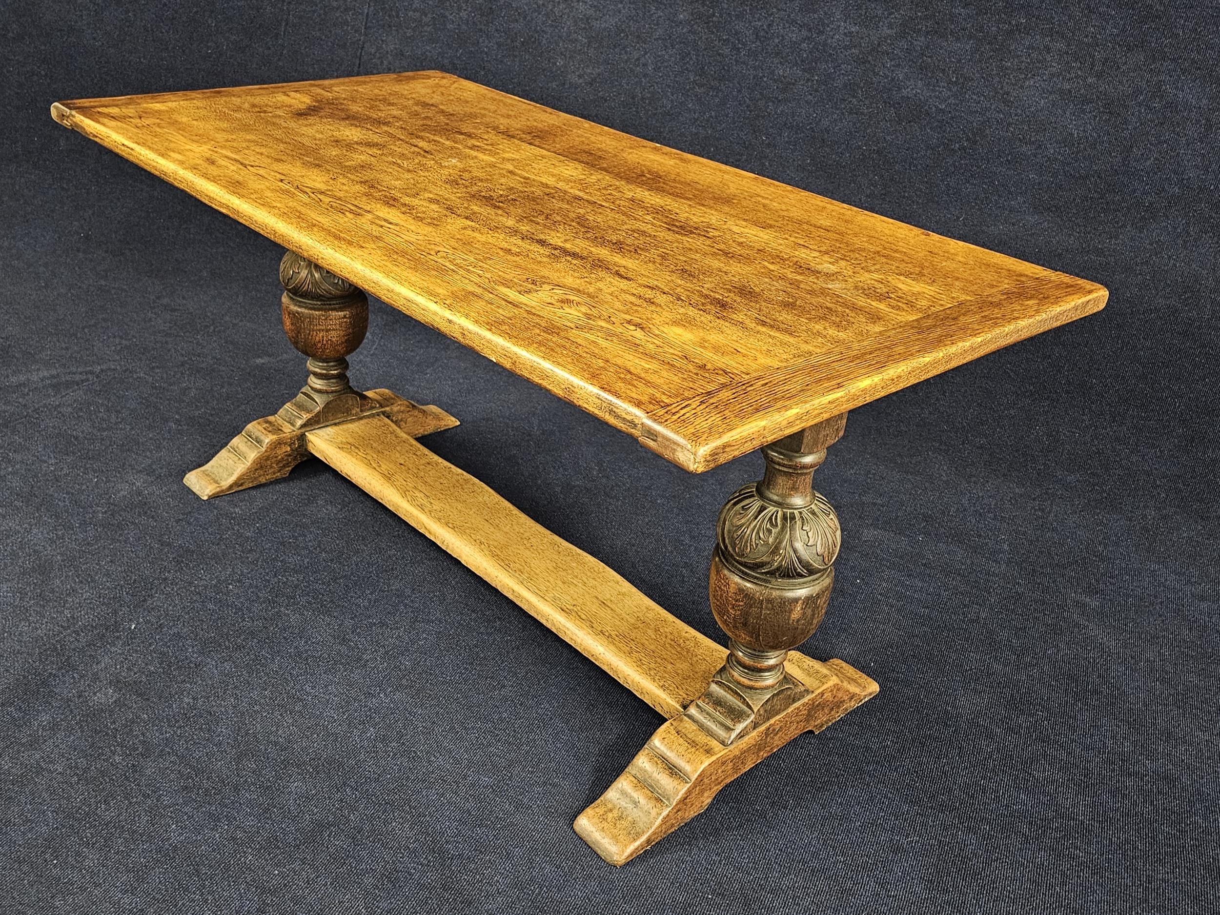 Dining table, mid century oak Jacobean style. H.74 W.153 D.80cm. - Image 3 of 5